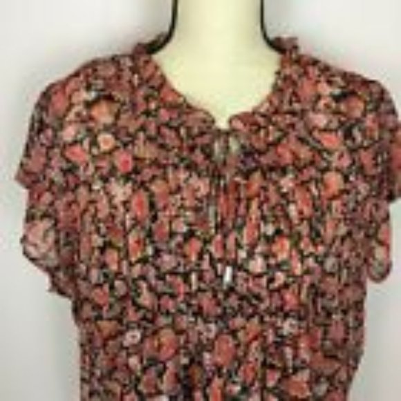 Liz Claiborne Petite Black Floral Short Sleeve Top PXXL - Picture 4 of 8